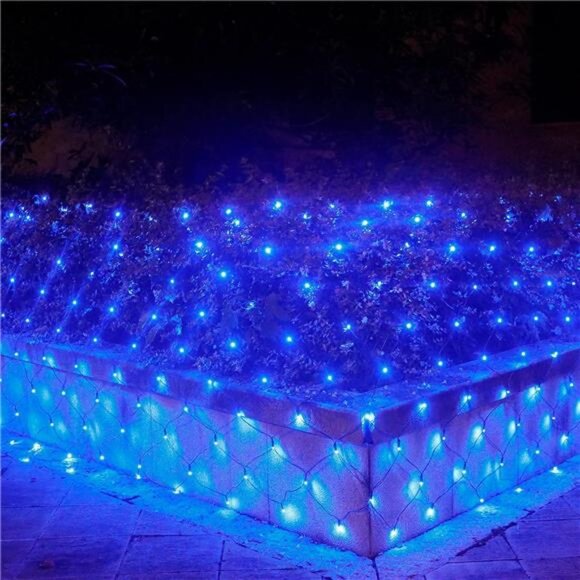 300LED Blue Net Lights,14.8ftx5ft 8 Modes Connectable Christmas Mesh Lights - Picture 4 of 8